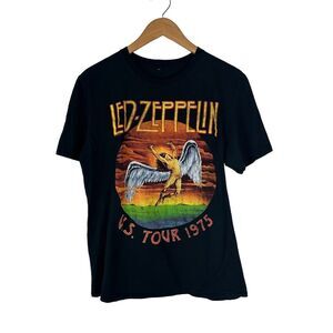 Led Zeppelin Band‎ Tee U.S. Tour 1975 Logo Mens Medium Classic Rock 100% Cotton